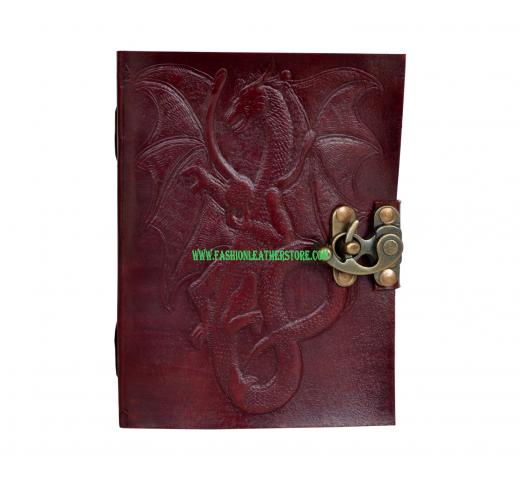 MAGIC DRAGON Handmade Leather Notebook Journal Diary Pages of Cartridge Paper